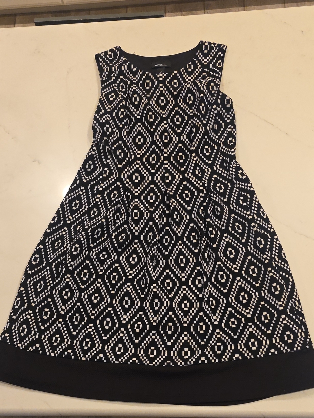 Alyx Studio Black & White Geometric Fit-and-Flare Dress